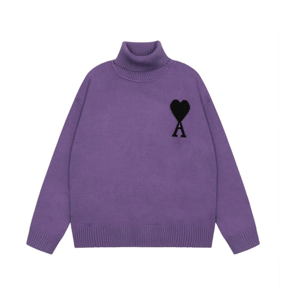 Ami Sweaters - Ami Women's Purple Sweater Turtlenecks